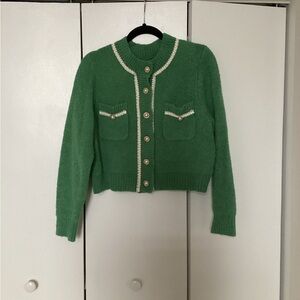 Green Button-Up Women's Sweater